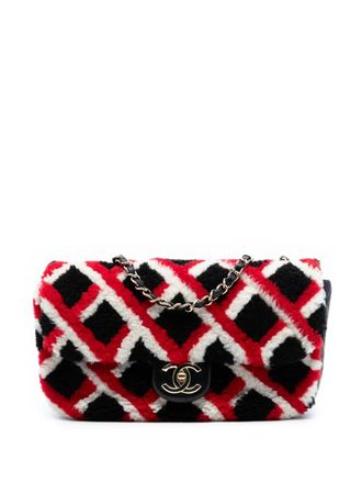 Chanel 2016-2017 Medium CC Shearling and Lambskin Single Flap crossbody bag - Black