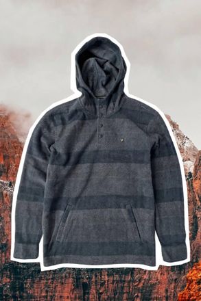 Vissla Mens Eco-Zy Polar Hooded Popover Sweatshirt In Grey