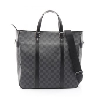 Louis Vuitton Black Coated Canvas Leather Tote Bag (Pre-Owned)