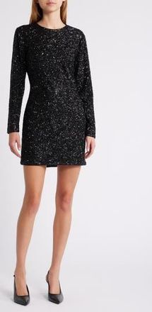 Frame Denim Sequin Long Sleeve Minidress in Black at Nordstrom Rack, Size X-Small