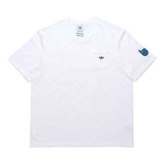 adidas originals Artist Tee Ss Funny Printing Sports Round Neck Short Sleeve White HA4691