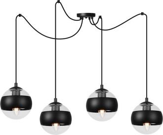 OEM L&aacute;mpara Colgante Toledo Spider Negra 4 Pantallas Planas Negras E14