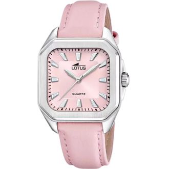 Lotus Vierkant Horloge - unisex - Horloges - Roze - ONE Size - Leer - Accessoires