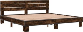 vidaXL Bed Frame without Mattress Smoked Oak 200x200 cm Vidaxl
