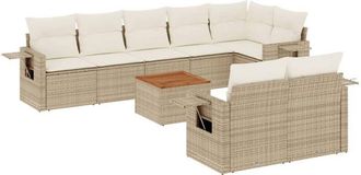 vidaXL Set De Sof&aacute;s De Jard&iacute;n 9 Pzas Con Cojines Rat&aacute;n Sint&eacute;tico Beige Vidaxl