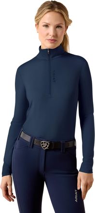 Ariat Womens Lunaveil 1/2 Zip Baselayer Top Long Sleeve in Navy, Size 2X-Small, by Ariat