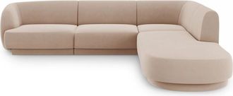 BLOOMINGLOFT 6-Sitzer Design Ecksofa Miley - mit Samtbezug Cappuccino