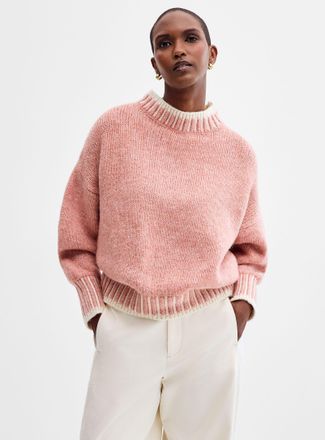 Contemporaine Womens Overcast ribbed trim loose sweater