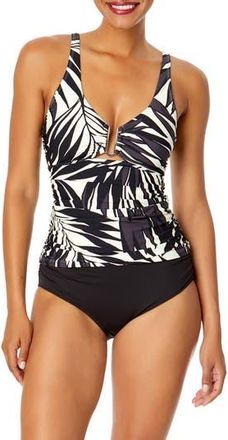 Anne Cole Two-Piece Tankini Swimsuit in Black White at Nordstrom Rack, Size Small