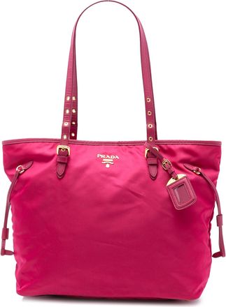 Prada Pre-owned Womens Saffiano Trimmed Tessuto Tote - Dusty Pink Textile - One Size