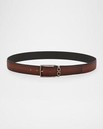 Ferragamo Men & apos;s Mini Gancio Reversible Leather Belt