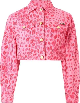 Just Cavalli Maculate Jeans Jacket - Dames - Spijkerjassen - Roze - XS - Denim - Jassen