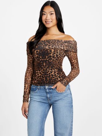 Guess Lacey Mesh Off-the-Shoulder Top