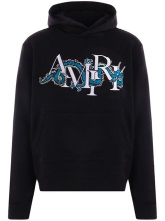 Amiri logo-print cotton hoodie - men - Cotton - XXXL - Black