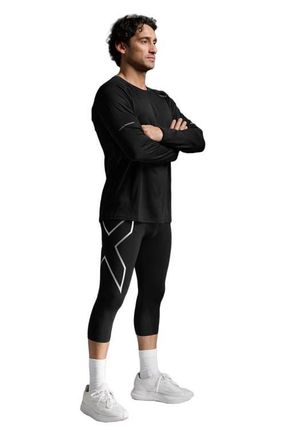 2XU Core Compression 3/4 Tights in Black/silver at Nordstrom, Size Xx-Large
