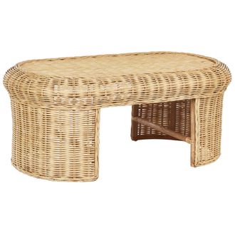 Beliani Beliani - Mesa De Centro Fabricada En Rat&aacute;n Natural Estilo Boho Livadeia