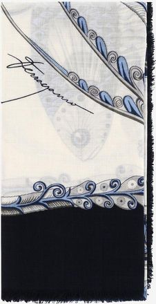 Ferragamo Grosses Web-Tuch aus Kaschmir mit Fischprint Summer