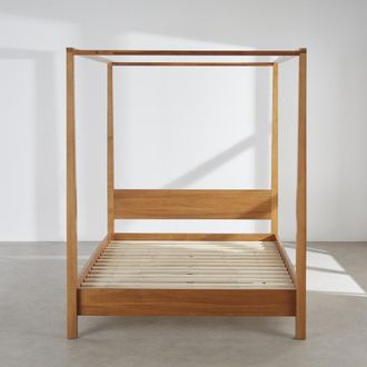 Maisons du monde Cama con dosel de madera 160x200 cm con somier