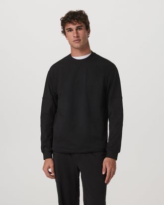 Vuori Clothing Coronado Mixed Media Crew Neck Shirt | Black Heather | Medium
