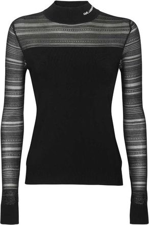 Karl Lagerfeld Fijngebreide Trui - Dames - Ronde hals truien - Zwart - S - Polyester - Truien & Vesten