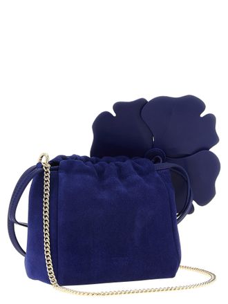 Pinko Flower Suede Pouch - Cobalt Blue