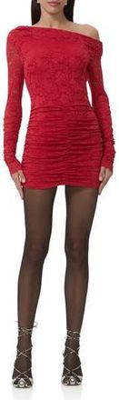 AFRM Montana Long Sleeve Lace Body-Con Minidress in Poppy Red at Nordstrom Rack, Size Large