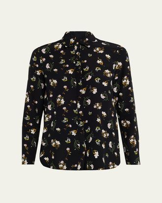 Adam Lippes Mathias Floral Silk Crepe De Chine Button-Down Shirt