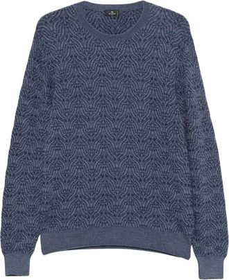 Etro Wool Crew-Neck Sweater - Heren - Truien - Blauw - Maat: XL Wol