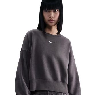 Nike Womens NSW Style Fleece Crew OOS - Thunder Grey/Sail Size M