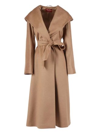 Max Mara Danton hooded belted coat - women - Cashmere/Viscose - 40 - Brown