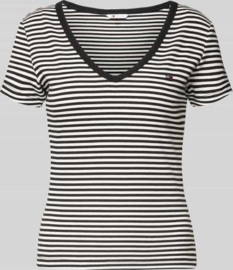 Tommy Jeans Slim Fit T-Shirt aus Baumwoll-Mix in Black, Gr&ouml;&szlig;e XL