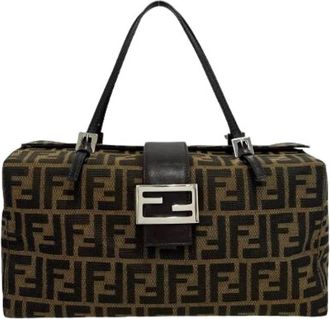 Fendi Pre-owned Handbags, female, Brown, Size: ONE SIZE Pre-owned Zucca Canvas Leather Handbag