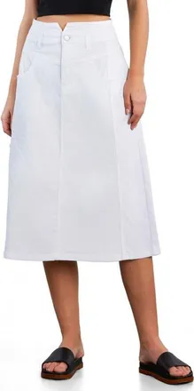 Wash Lab Denim Penelope Denim Midi Skirt in Bright White at Nordstrom, Size 29