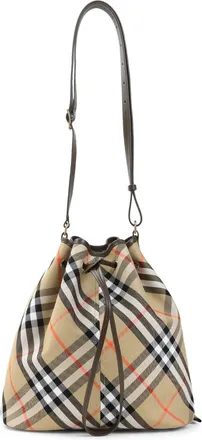Burberry Sand Beige Cotton Drawstring Bucket Shoulder Bag-Donna