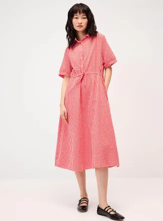 Twik Womens Gingham maxi shirtdress