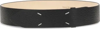 Maison Margiela Womens Belt Four-Stitch Grained Black Calf Leather