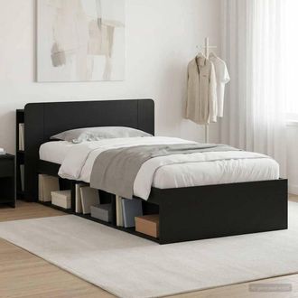 Berkfield Home Bed Frame with Storage Black 90 x 190 cm Engineered Wood