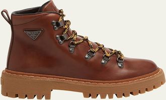 Prada St. Moritz Calfskin Hiker Boots