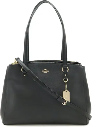 Coach Black Leather Shoulder Bag Tote Bag (Pre-Owned)