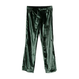 F.R.S. For Restless Sleepers F.R.S For Restless Sleepers, Straight Trousers, female, Green, S, Green Velvet Elastic Waistband Trousers