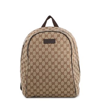 Gucci Beige Brown Gg Canvas Backpack Handbag (Pre-Owned)