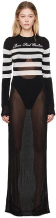 Jean Paul Gaultier Black & White The Signature Marinière Maxi Dress