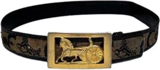 Celine Pre-owned Vintage Macadam Carriage Logo Belt - Dames - Vintage Accessoires - Zwart - ONE Size - Leer - Vintage