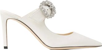 Jimmy Choo London 85 mm Cherisi muiltjes met kristallen gesp - Wit