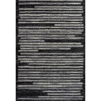 Jonathan Y Designs Khalil Modern Berber Stripe Area Rug in Black/cream at Nordstrom, Size 5Ft 0In X 8Ft 0In