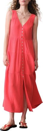 Marine Layer Corinne Sleeveless Organic Cotton Gauze Maxi Dress in Blush at Nordstrom, Size X-Small