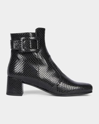 Roger Vivier Tres Vivier 45MM Snakeskin-Embossed Leather Ankle Boots