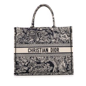 Dior Pre-owned Womens Book Tote Embroidered - Black Textile - One Size