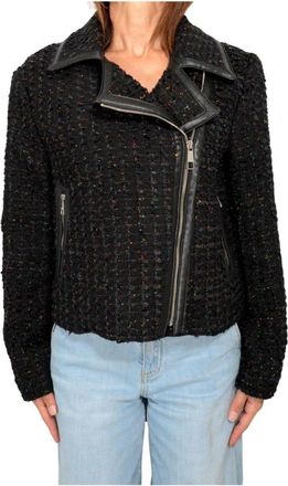 HUGO BOSS Chiodo Tweed Lurex Jas - Dames - Blazers - Zwart - M - Tweed - Jassen