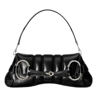 Gucci (WMNS) Gucci Horsebit Chain Medium Shoulder Bag Black 764255-AACU1-1000